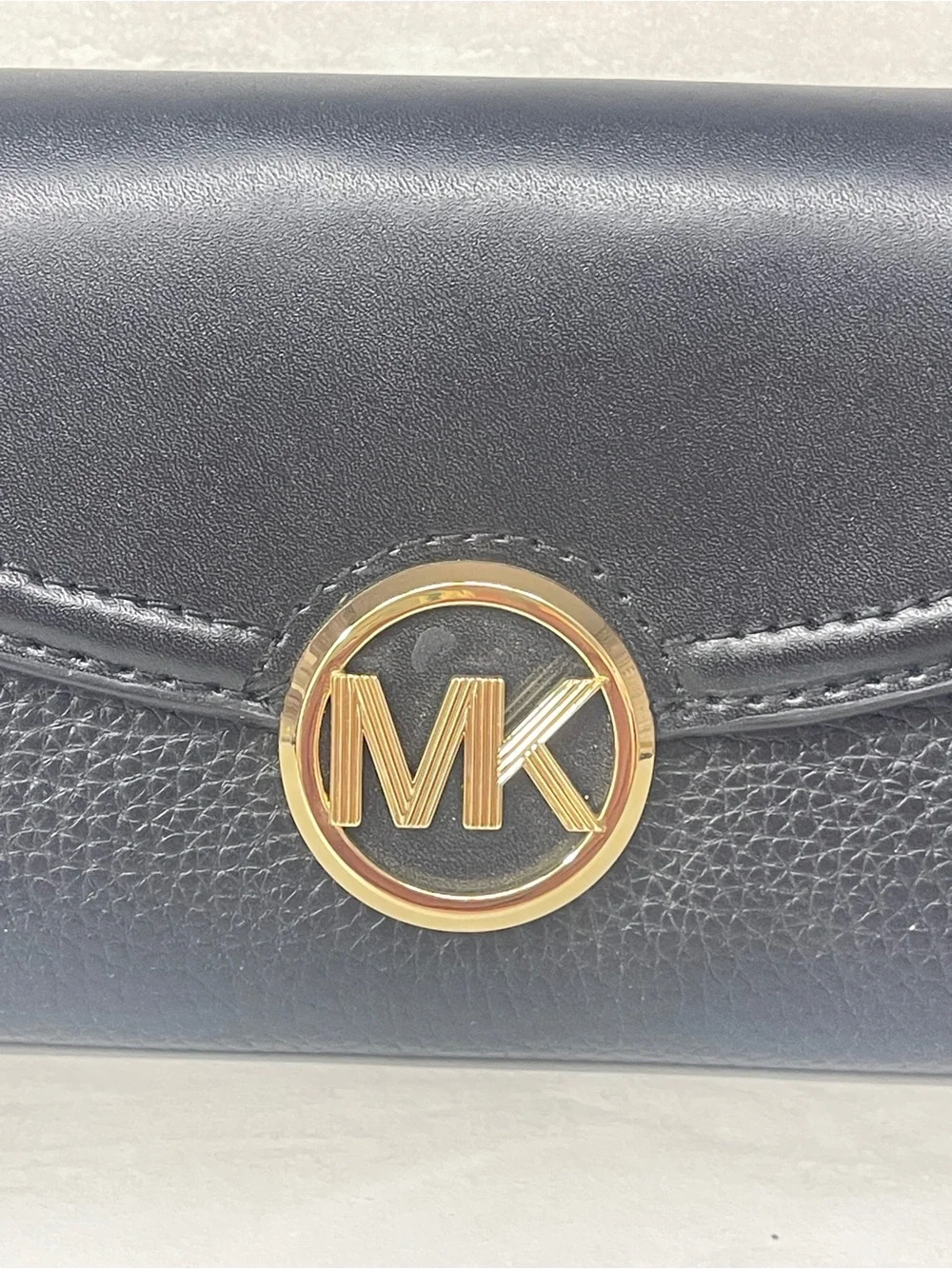 Michael Kors Fulton Flap Continental Wallet Black Pebble Leather